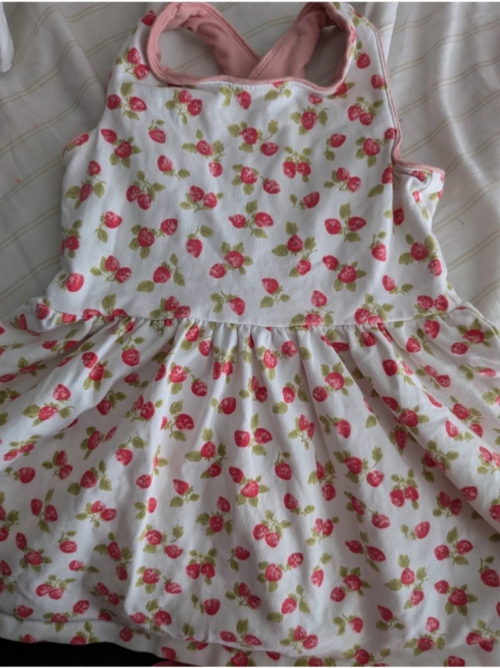 Ralph Lauren White Dress with Pink Strawberry Print and matching bloomers